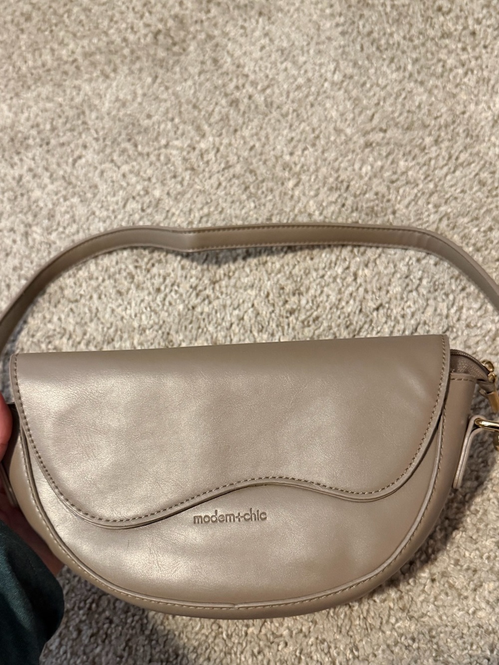 Taupe Crescent Crossbody Bag